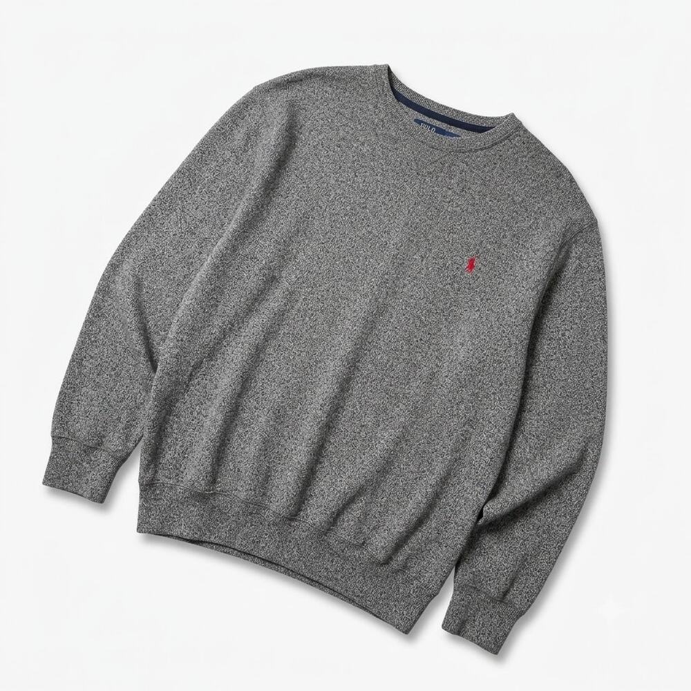 POLO Ralph Lauren Cotton Crewneck Sweater Heather Gray Casual Mens 4XLT 4XL Tall